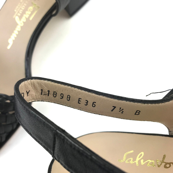 Salvatore Ferragamo Sandals 7.5 Black Low Heel - Picture 6 of 8